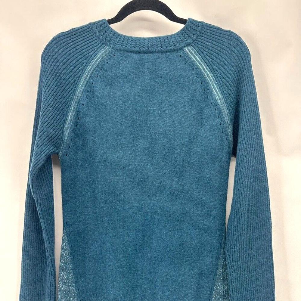 Smartwool Womens Merino Wool Blend Ribbed Raglan Sweater Dress Blue Cozy Size S - Picture 5 of 12